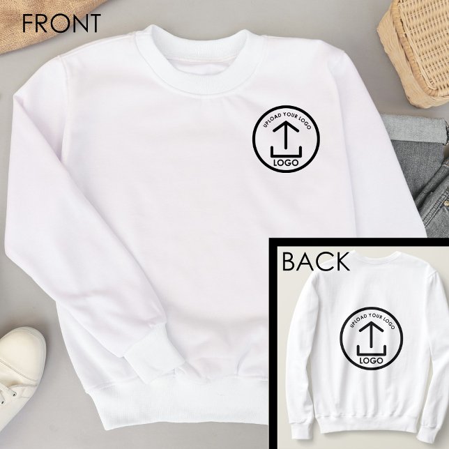 Moletom Logotipo profissional branco, frente e verso (White Professional Business Logo Double Sided Sweatshirt)