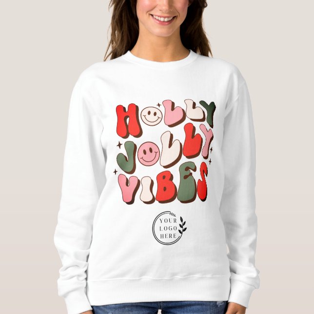 Moletom Logotipo retro Natal Holly Jolly Vibes Feriados (Frente)