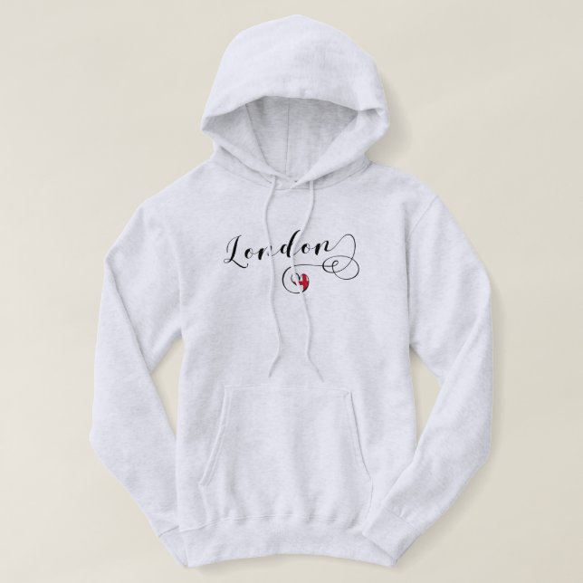 Moletom London Heart Hoodie, Reino Excelente, Reino Unido (Frente do Design)