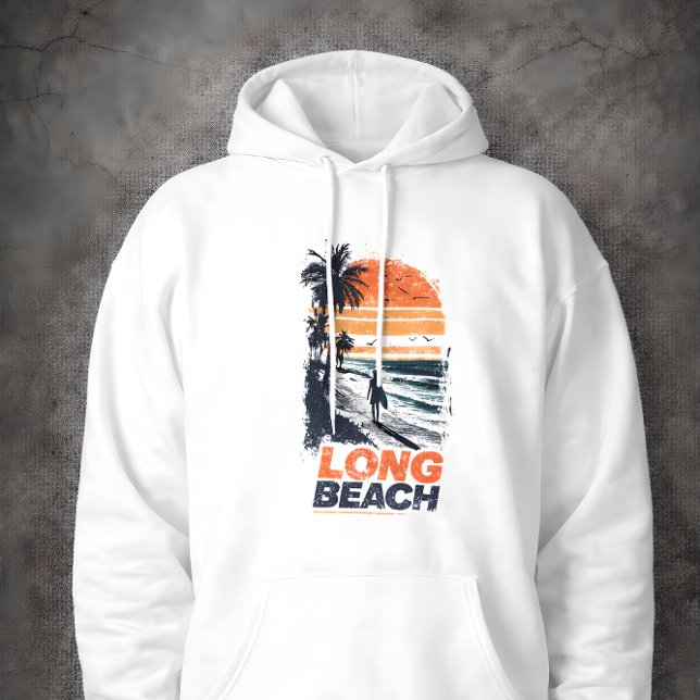 Moletom Long Beach Califórnia Pôr do Sol Retro Palmeira Pr (Criador carregado)