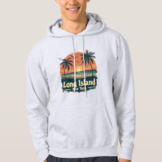 Moletom Long Island New York Retro Beach Vibes (Frente)