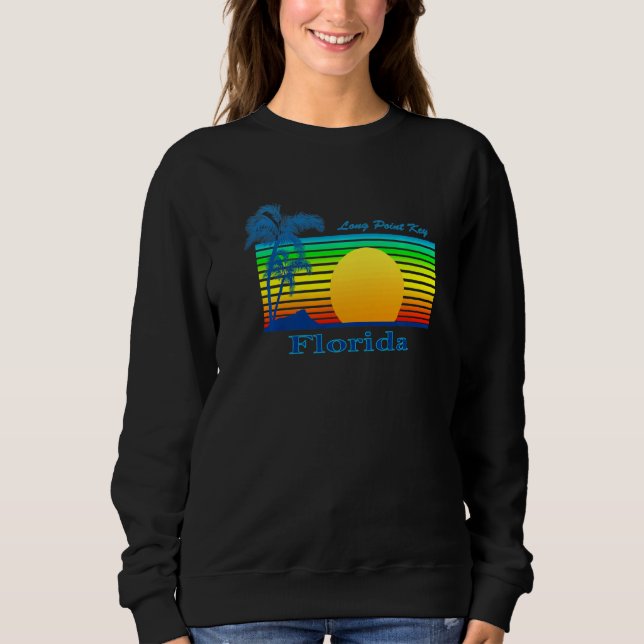 Moletom Long Point Key Florida Retro Tropical Beach Sunset (Frente)