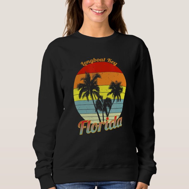 Moletom Longboat Key Florida Retro Tropical Palm Trees Vac (Frente)