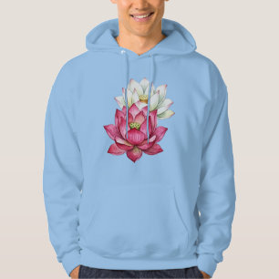 Moletom Lótus Flor de Rosa e Branco Aquarela