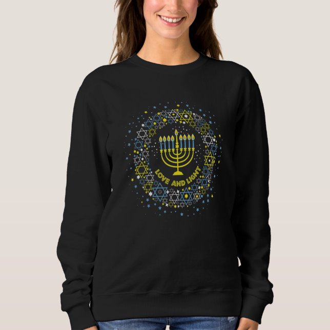 Moletom Love And Light Hanukkah Jew Menorah Jewish Chanuka (Frente)