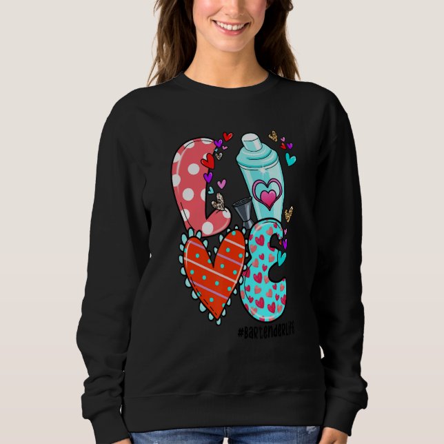 Moletom LOVE Bartender Life Leopard Heart Valentine's Day  (Frente)