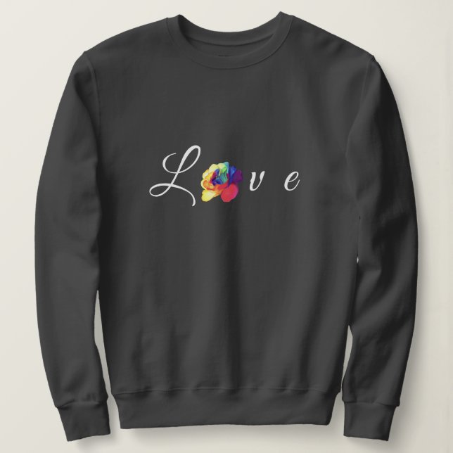 Moletom Love Blooms Rainbow Rosa (Frente do Design)