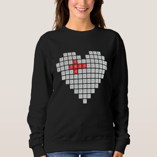 Moletom LOVE Computer Keyboard Valentines Day Women Men Ad (Frente)