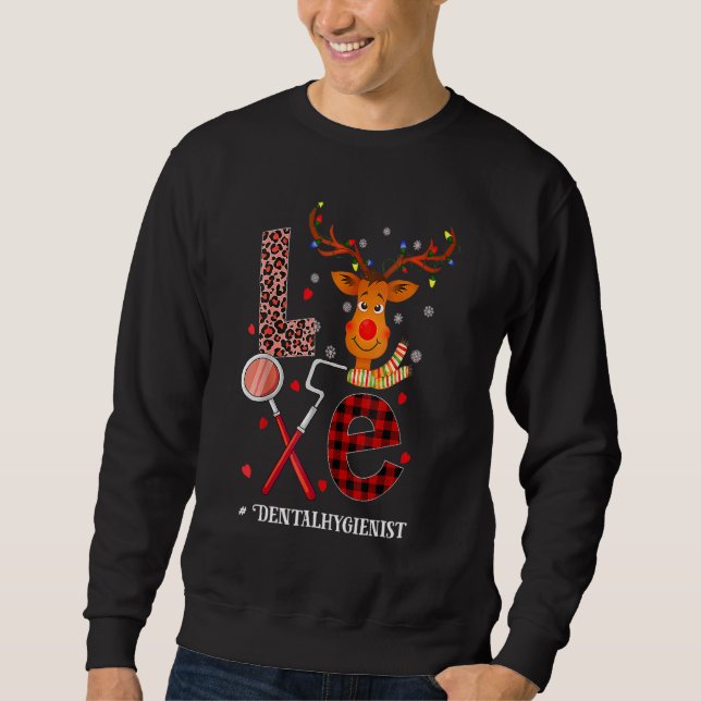 Moletom Love Dental Christmas Reindeer Dentist Dental Squa (Frente)