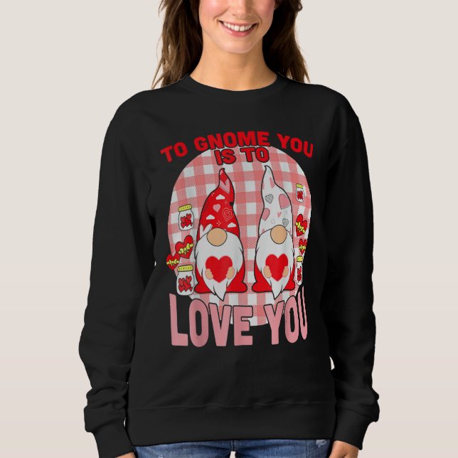 Moletom Love Gnome To Funny Valentines Day Gnomes Holding  (Frente)