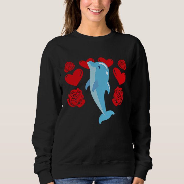 Moletom Love Heart Valentine's Day Roses Dolphin Boys Kids (Frente)