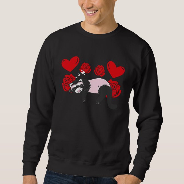 Moletom Love Heart Valentine's Day Roses Ferrets Boys Kids (Frente)