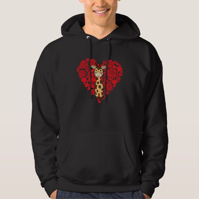 Moletom Love Heart Valentine's Day Roses Giraffe Boys Kids (Frente)
