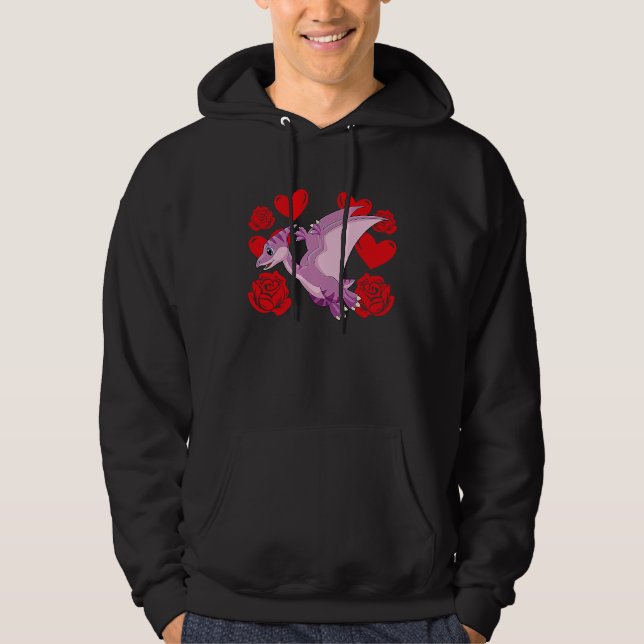 Moletom Love Heart Valentine's Day Roses Pterodactyl Boys  (Frente)