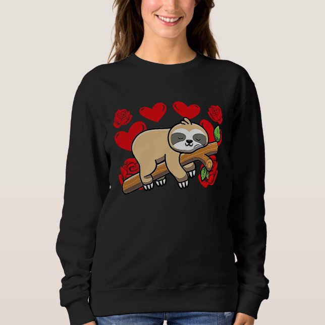 Moletom Love Heart Valentine's Day Roses Sloth Boys Kids (Frente)