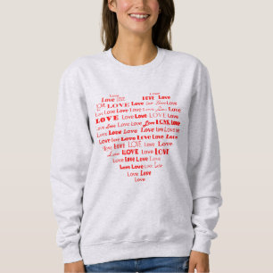 Moletom Love Heart Word Cloud Hot Pink Mixts Fonts