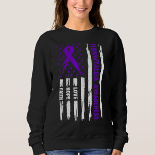 Moletom Love Hope Faith American Flag Fibromialgia Roxa
