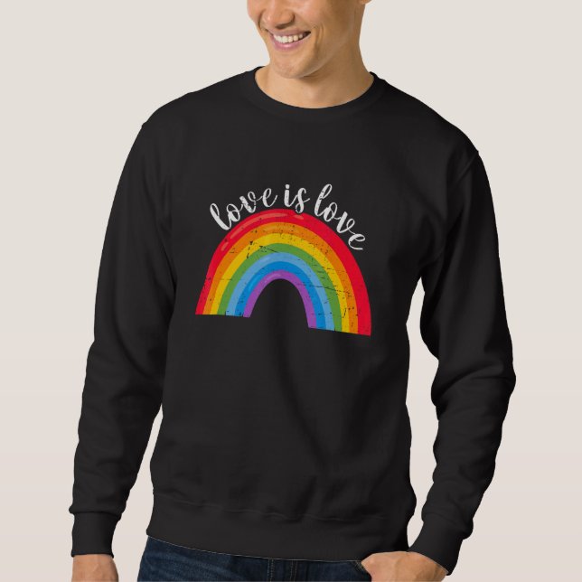 Moletom Love Is Love Retro Rainbow LGBTQ Flag Gay Pride LG (Frente)