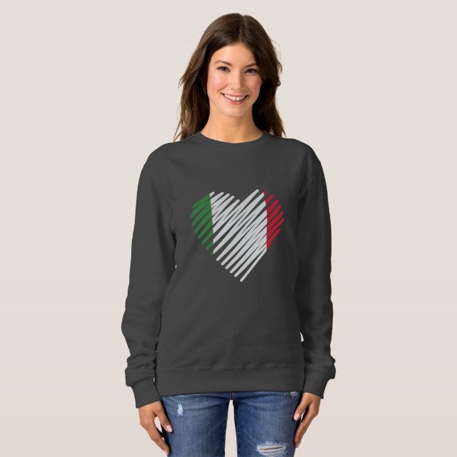 Moletom Love Italy Heart Italia Shirt Italiana Roots (Frente Completa)