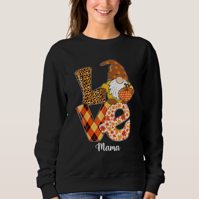 Moletom Love Leopard Gnome Pumpkin Mama  Thanksgiving Autu (Frente)