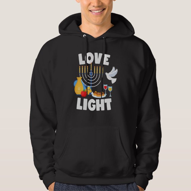 Moletom Love Light Happy Hanukkah Jewish Holiday Chanukah (Frente)