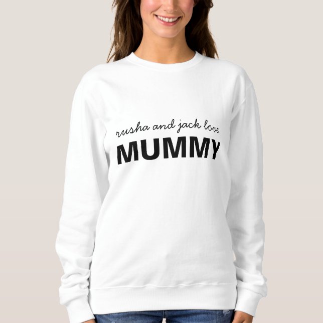 Moletom Love Mama Modern Bold Personalized Kids Names (Frente)