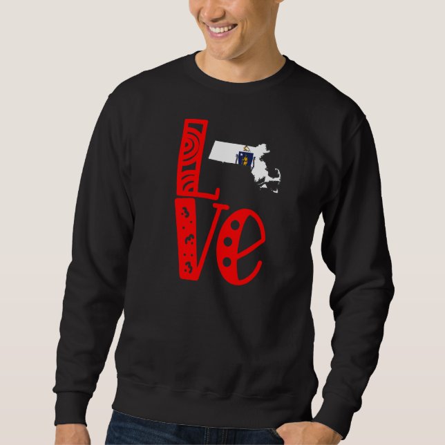 Moletom Love Massachusetts In Block Letters (Frente)