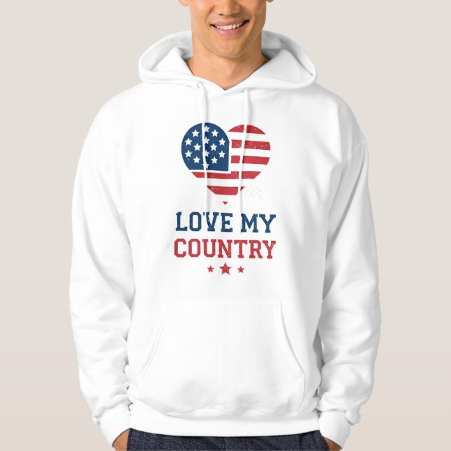 Moletom Love My Country Heart Flag Hoodie (Frente)