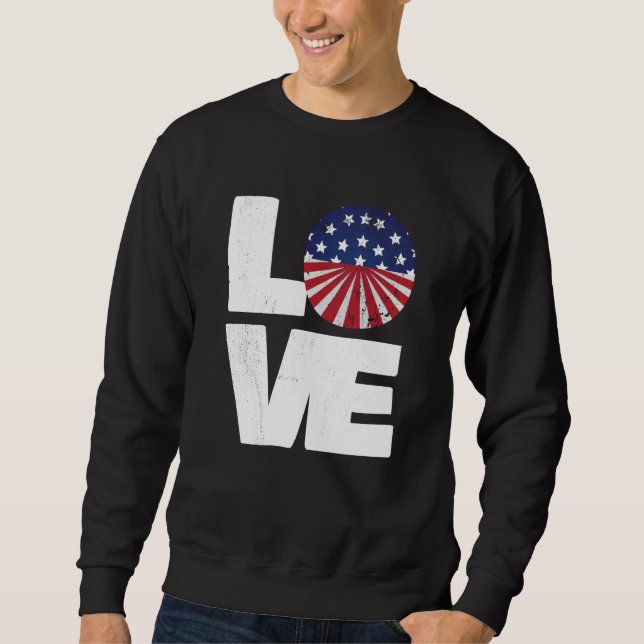 Moletom Love our American Flag Patriotic Retro 50's & 60's (Frente)