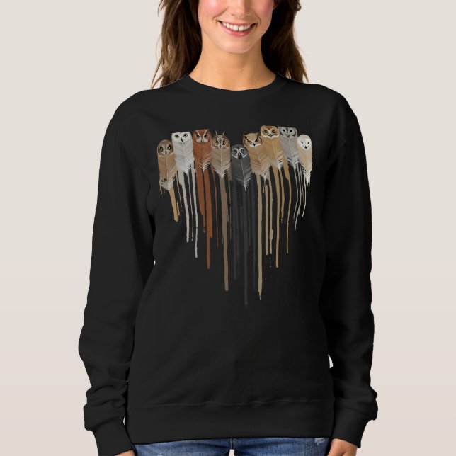 Moletom Love Owl Feather Heart Indian Native American Chie (Frente)
