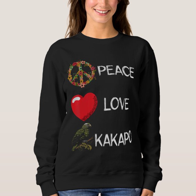 Moletom Love Peace Kakapo Bird Kakapo Parrot New Zealand K (Frente)