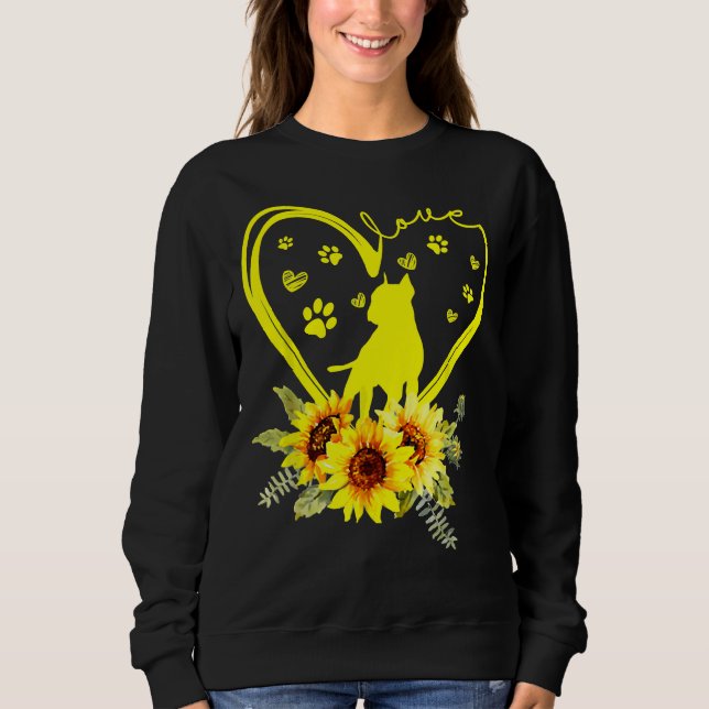 Moletom Love Pitbull Sunflower For Dog Lover (Frente)