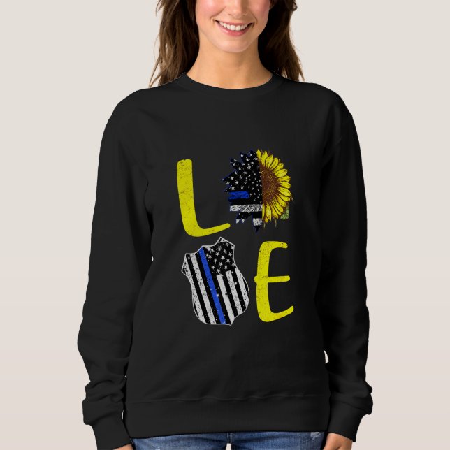 Moletom Love Police Blue Line Sunflower Art (Frente)