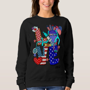 Moletom Love Rn Life Stethoscope Fireworks Usa Flag 4th Of
