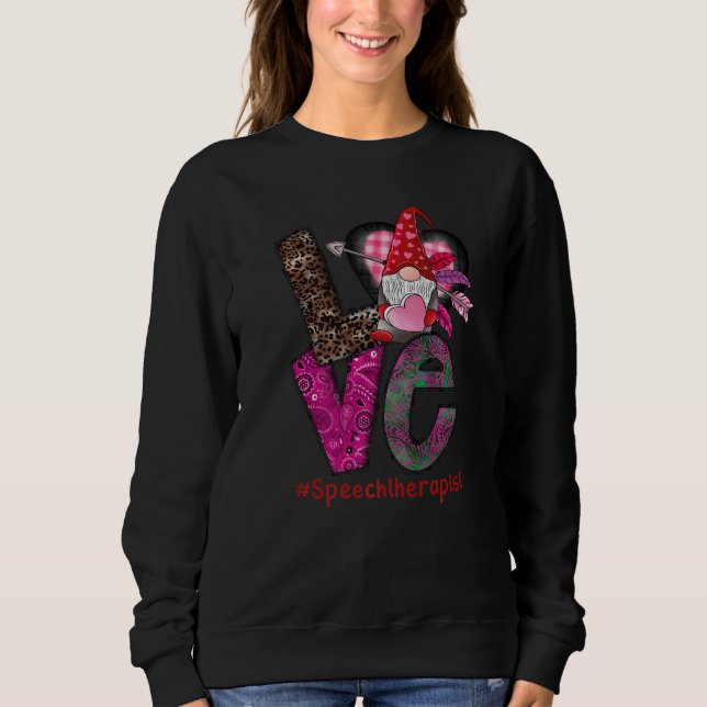 Moletom Love Speech Therapist SLP Gnome Valentine's Day he (Frente)