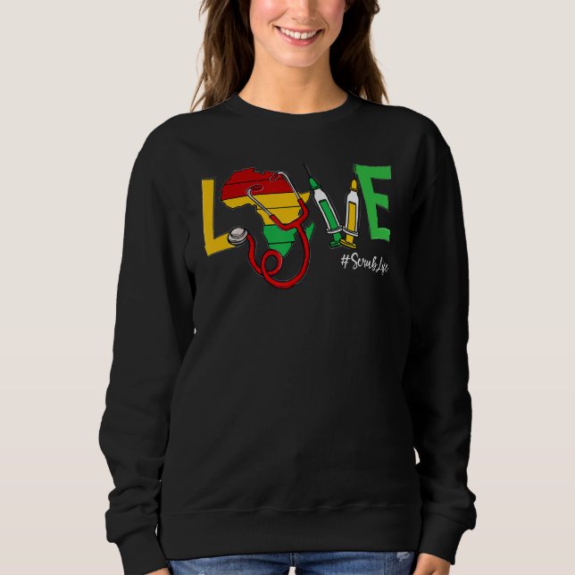 Moletom Love Stethoscope Escrub Life Black History Mês Af (Frente)