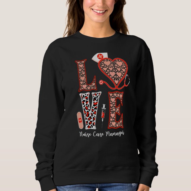 Moletom Love Stethoscope Heart Leopard Nurse Case Manger F (Frente)