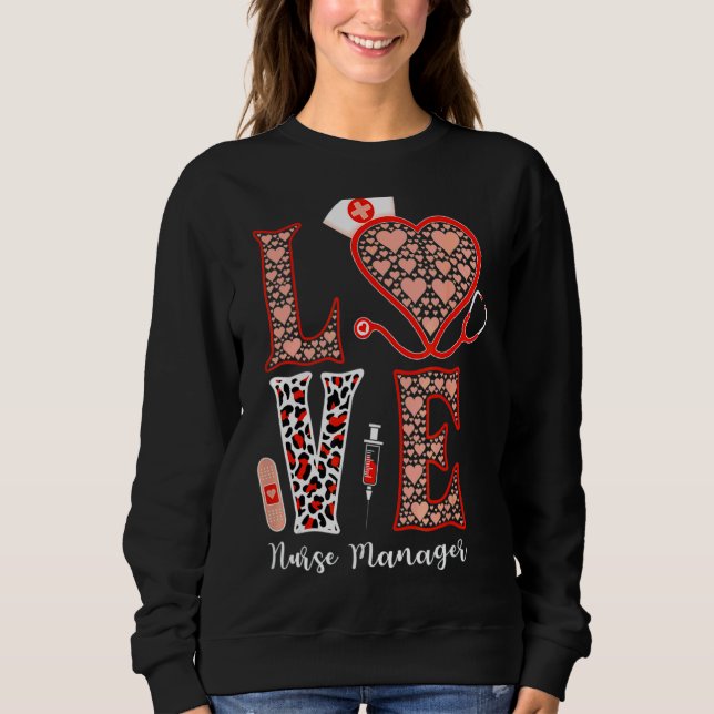 Moletom Love Stethoscope Heart Leopard Nurse Manager For N (Frente)
