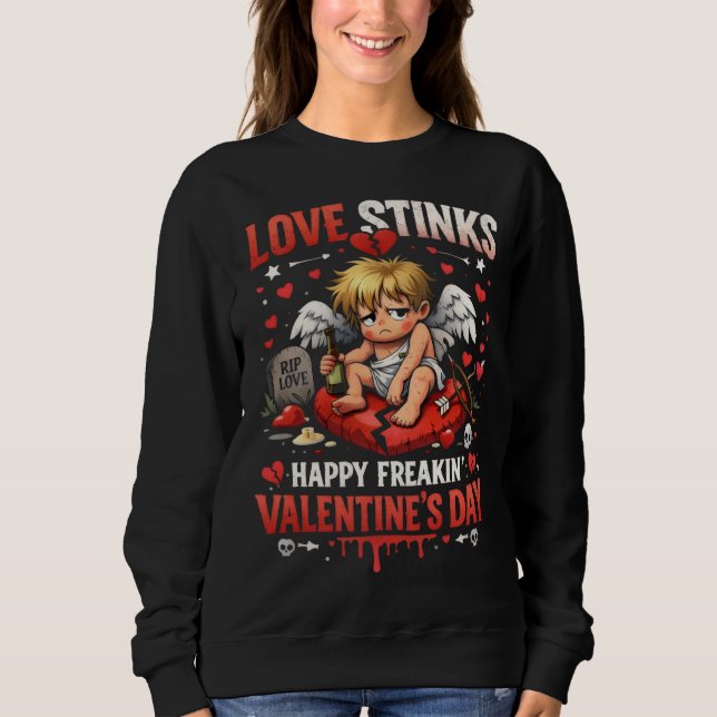 Moletom "Love Stinks" T-Shirt | Anti-Valentine's Day Cupid (Frente)