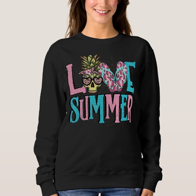 Moletom Love Summer Pineapple Skull Watermelle Summer Fru (Frente)