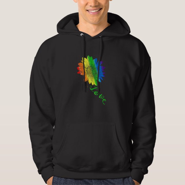 Moletom Love Sunflower Floral Lgbtq Rainbow Flag Orgulho g (Frente)
