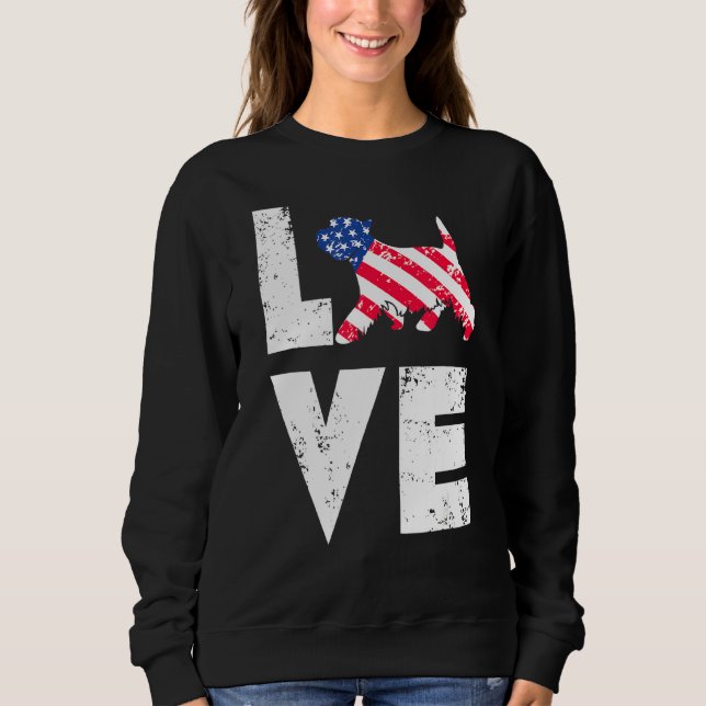 Moletom Love West Highland Terrier Westie EUA Flag (Frente)
