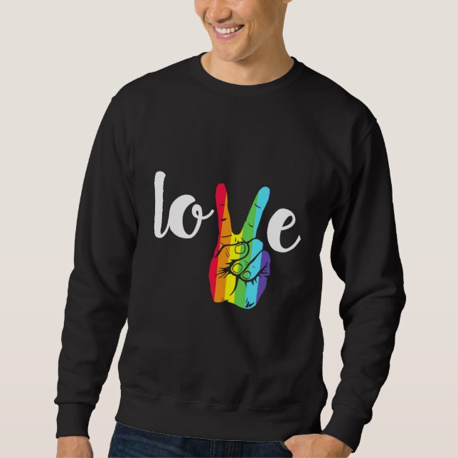 Moletom Love Win Rainbow Peace Sign Lgbtq Gay (Frente)