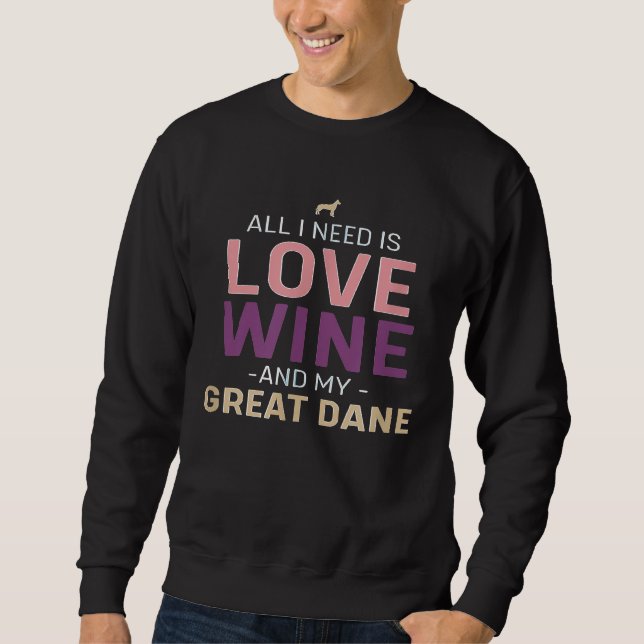 Moletom Love Wine Great Dane Cote Quote com Imagem de Cão  (Frente)