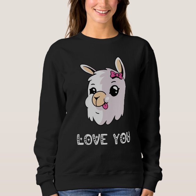 Moletom Love You Llama Valentine's Day Lovely Date Nights  (Frente)