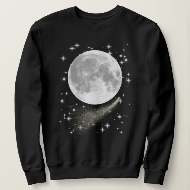 Moletom Lua com Lua cheia, estrelas e cometa (Frente do Design)