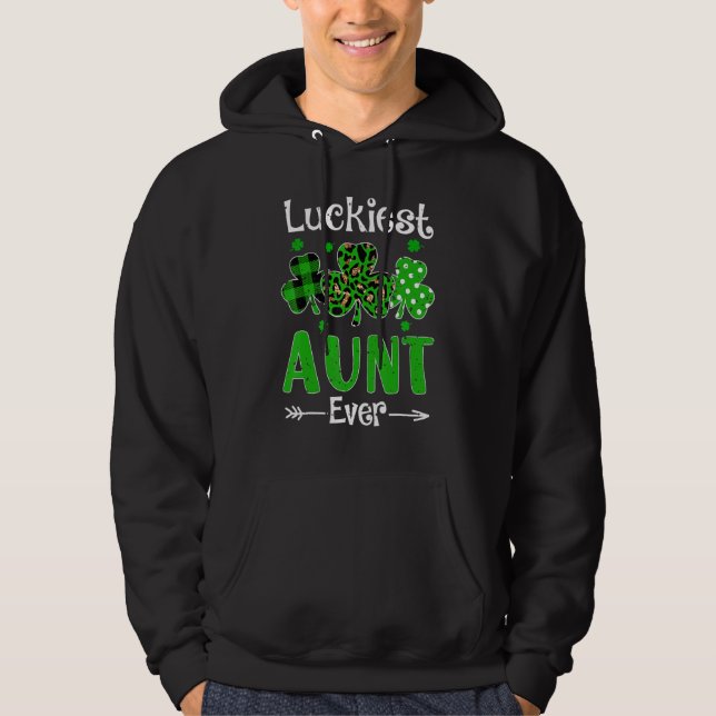 Moletom Luckiest Aunt Ever Patricks Day Shamrock Leopard P (Frente)