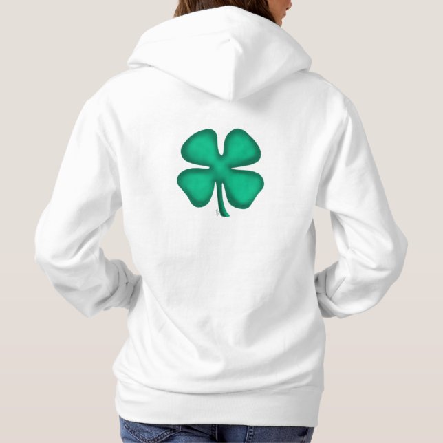Moletom Lucky 4 Leaf Irish Clover Women White Hodie (Verso)