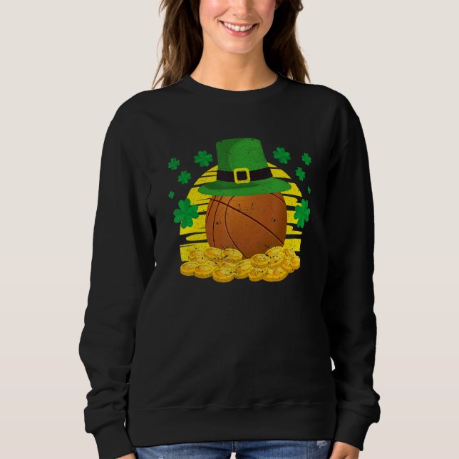 Moletom Lucky Basketball Leprechaun Hat Golden Clover Sham (Frente)