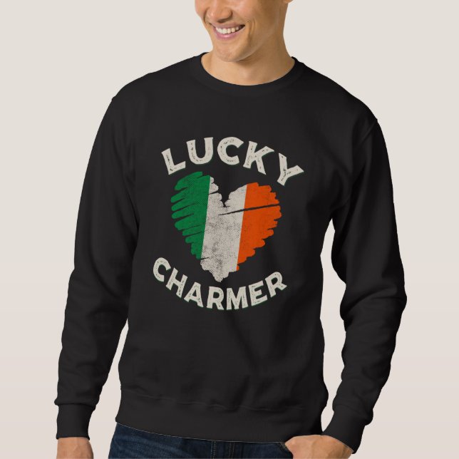 Moletom Lucky Charmer Grunge Heart Irish Flag St Patrick's (Frente)